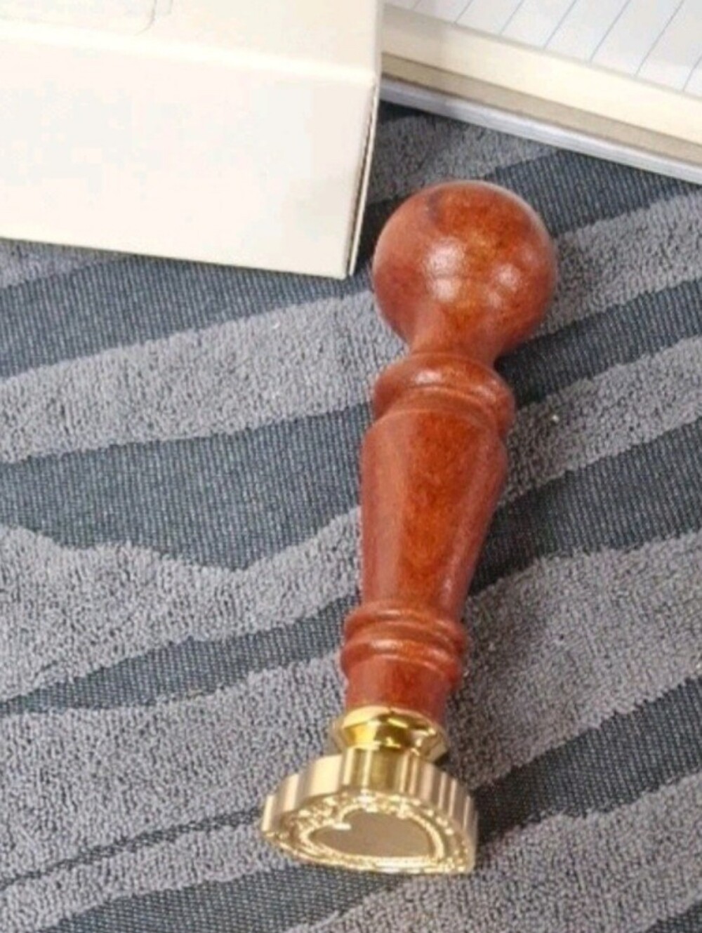 Classic Wooden Handle Heart Wax Seal Stamp in Brown